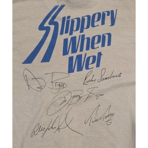 Bon Jovi Slippery When Wet Shirt Authentic Vtg 80s USA Single Stitch White 2XL - Picture 6 of 10